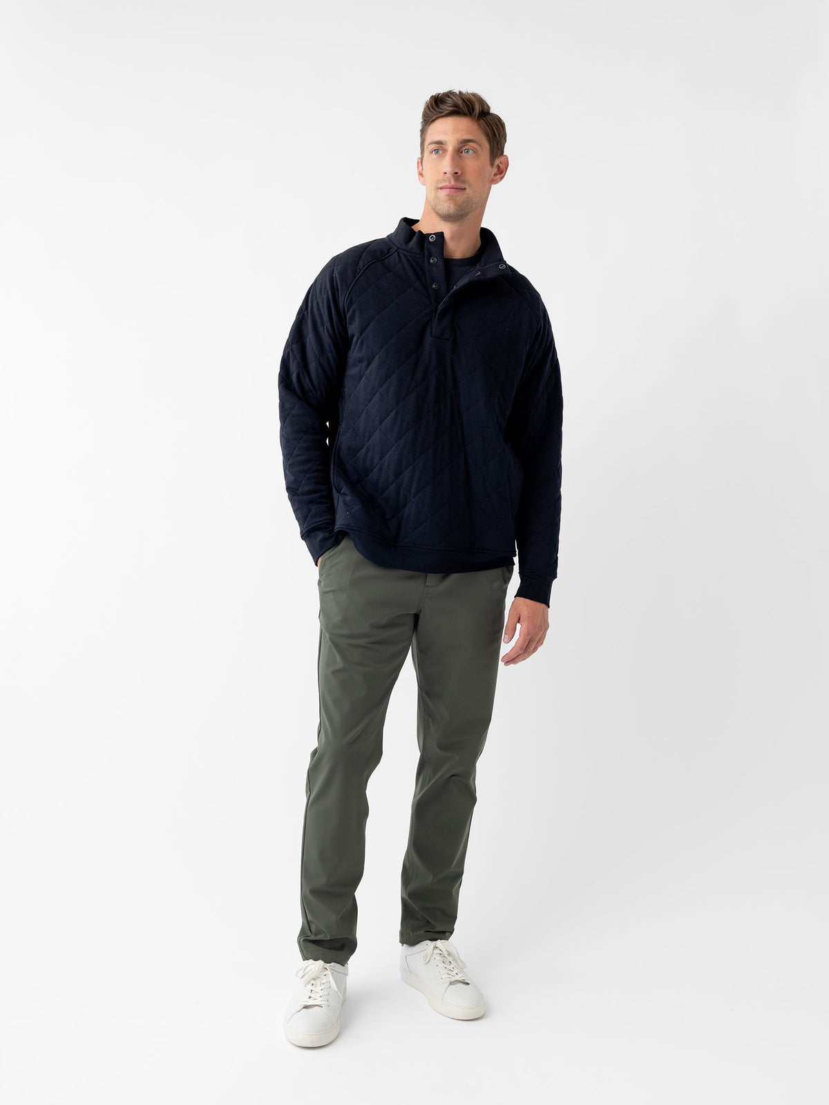 Men's Brushed Bamboo Quilted Snap Pullover