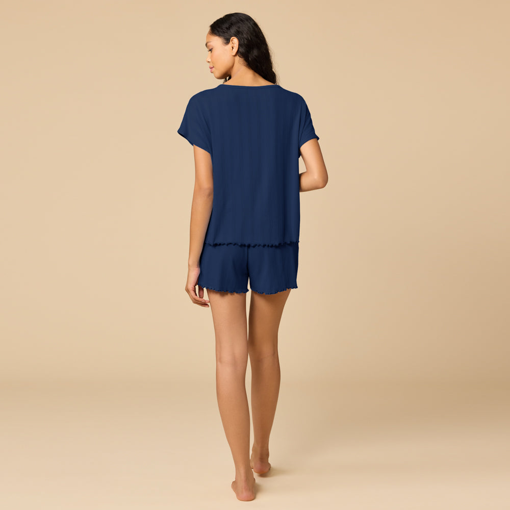 Pointelle Tap Shorts with Lettuce Edge