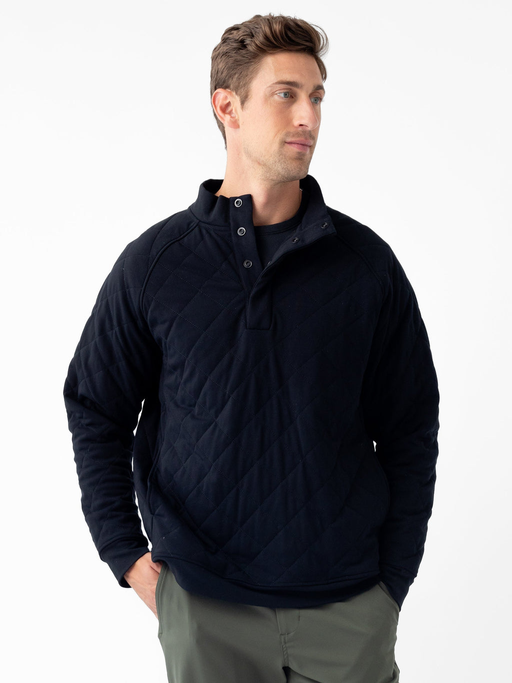 Men's Brushed Bamboo Quilted Snap Pullover