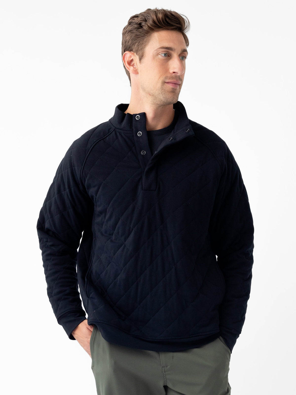 Men's Brushed Bamboo Quilted Snap Pullover