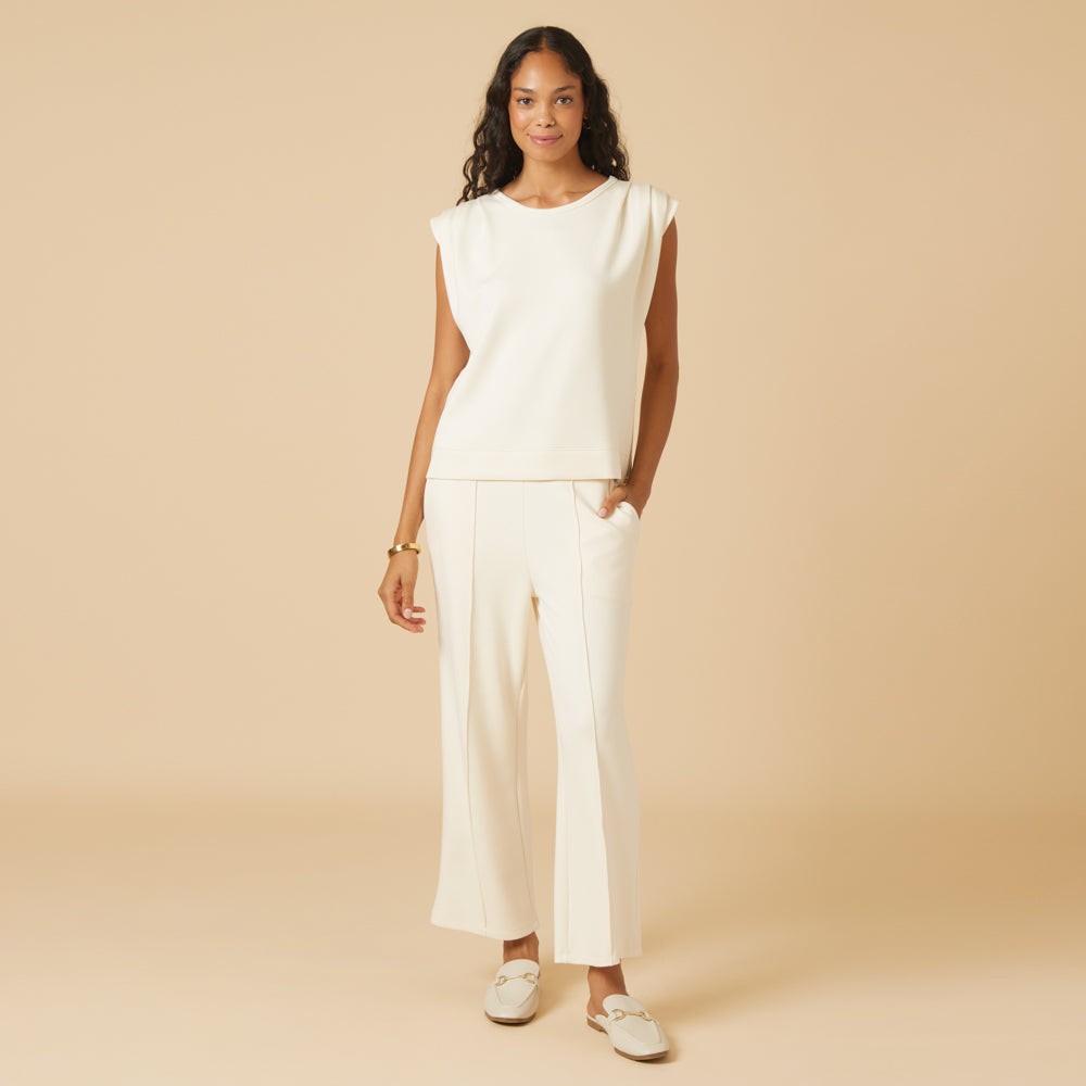 DreamTech Pleated Shoulder Tank with Cropped Pant