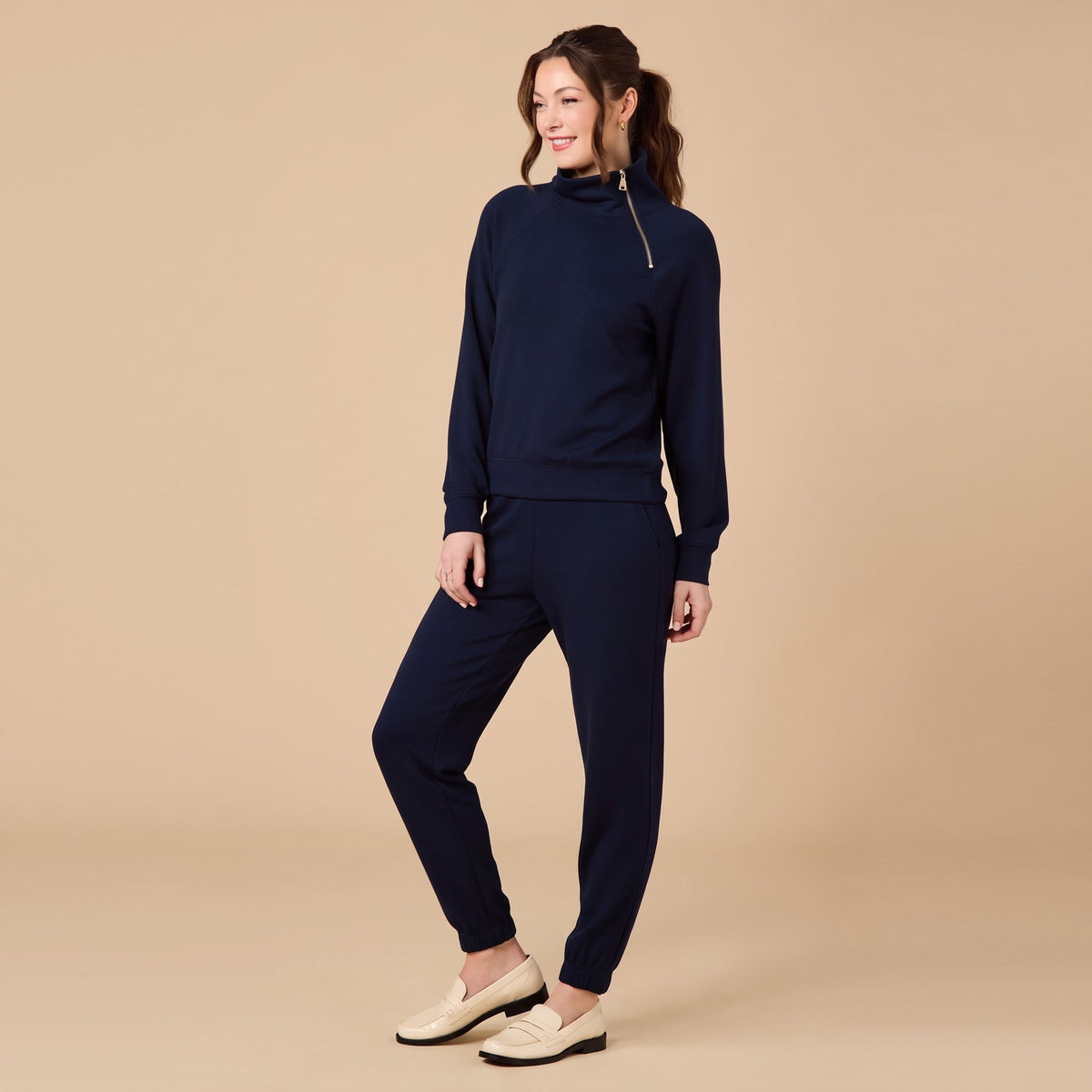 DreamTech Zip Mock Neck with Ankle Pant