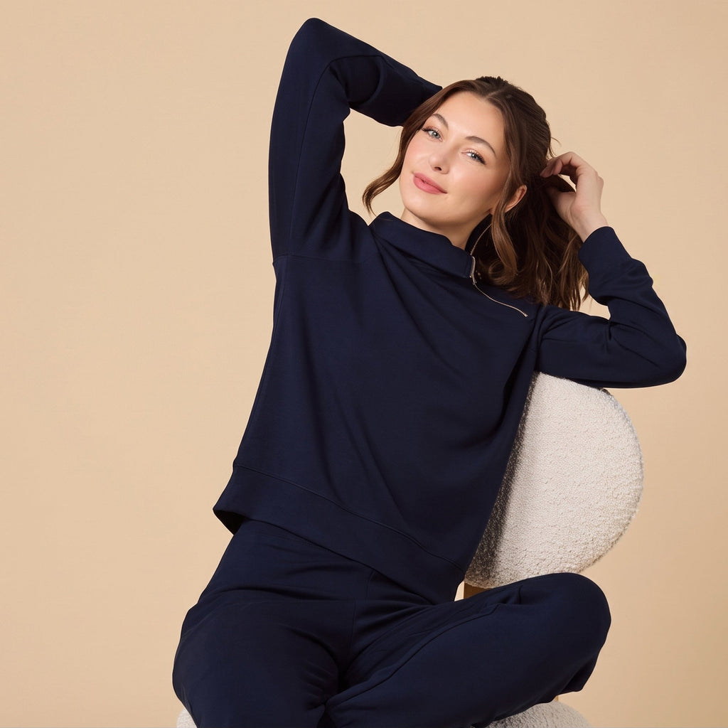 DreamTech Zip Mock Neck with Ankle Pant
