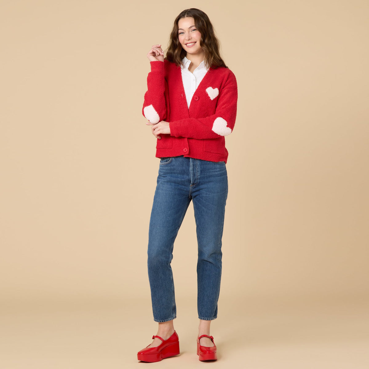 Marshmallow Heart Crop Cardigan