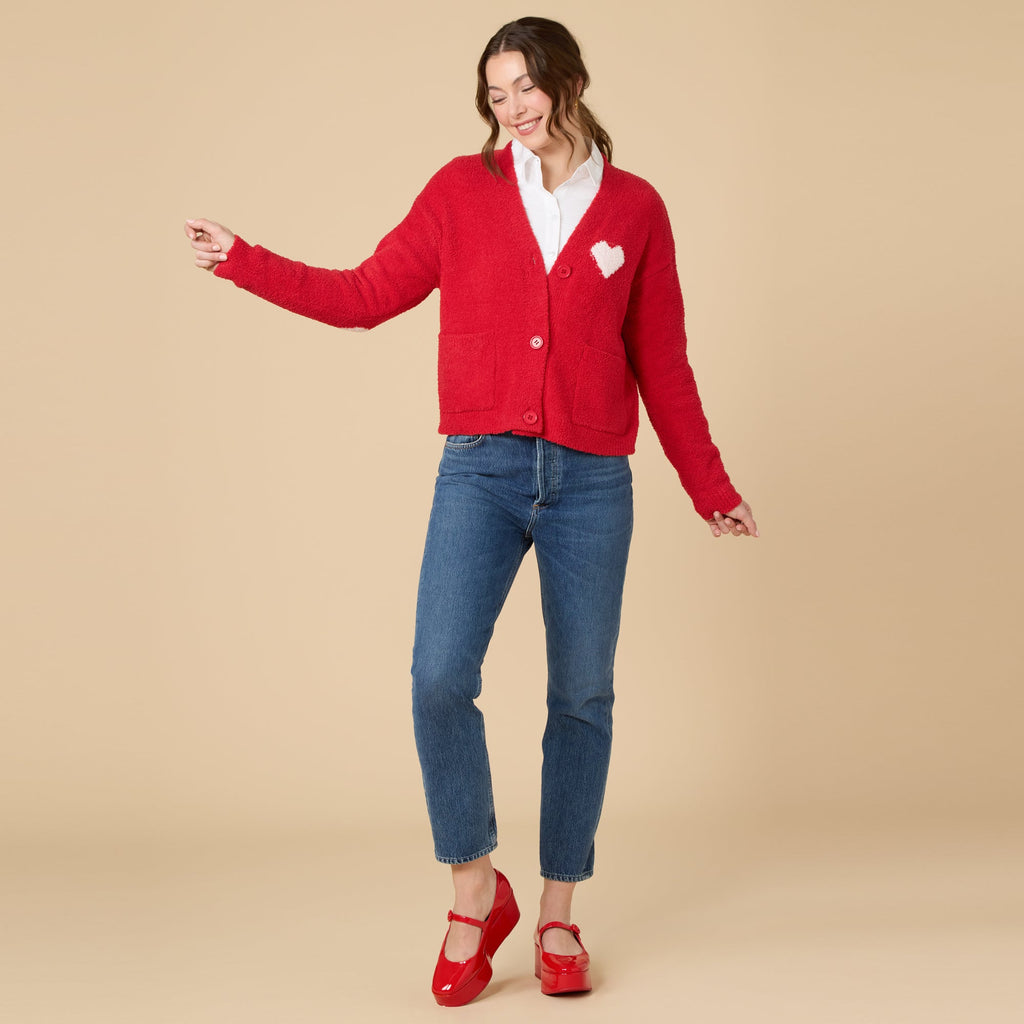 Marshmallow Heart Crop Cardigan
