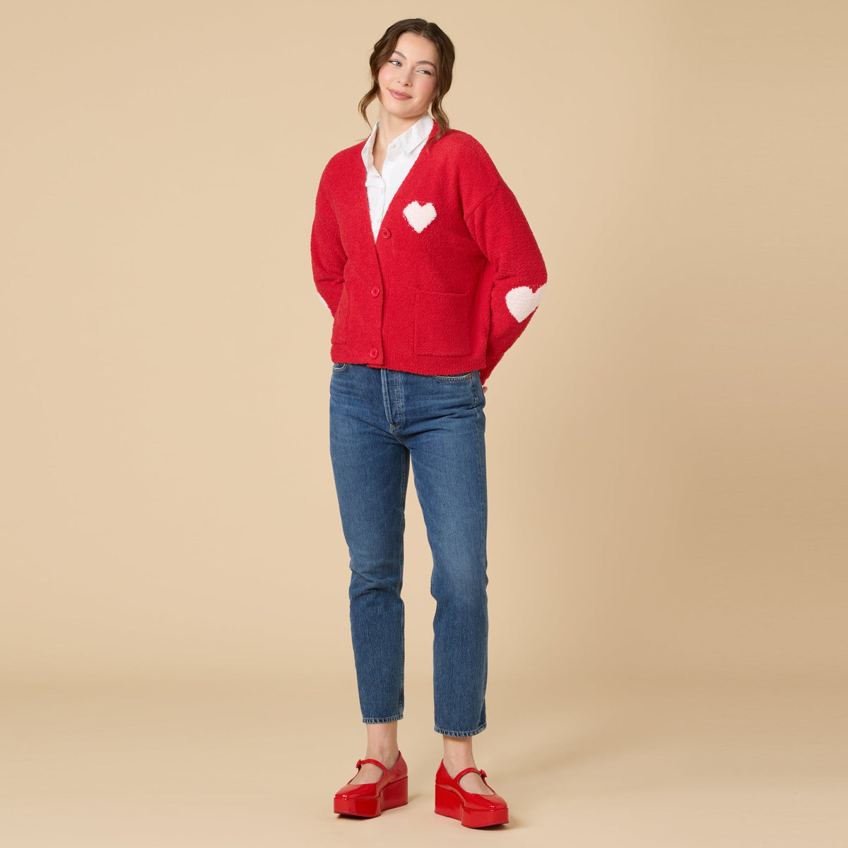 Marshmallow Heart Crop Cardigan