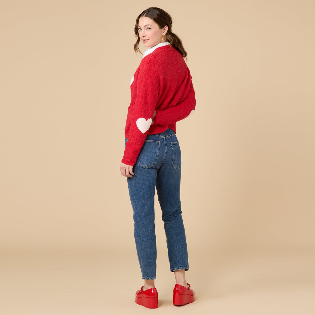Marshmallow Heart Crop Cardigan