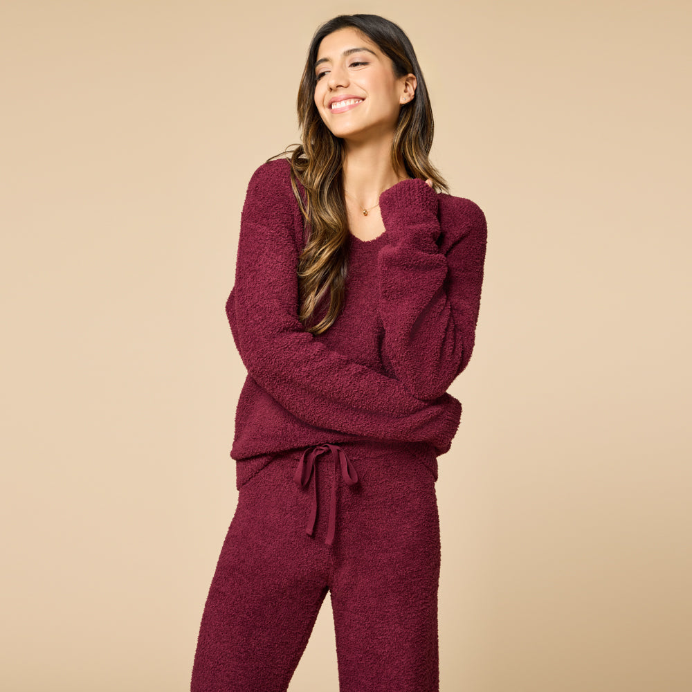 Solid Marshmallow V-Neck Lounge Set