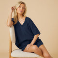 Terry Relaxed V-neck with Short Set