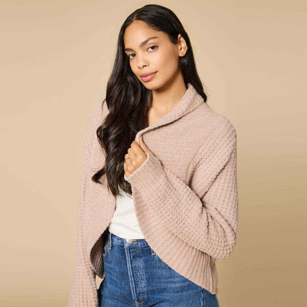 Waffle Marshmallow Cocoon Cardigan