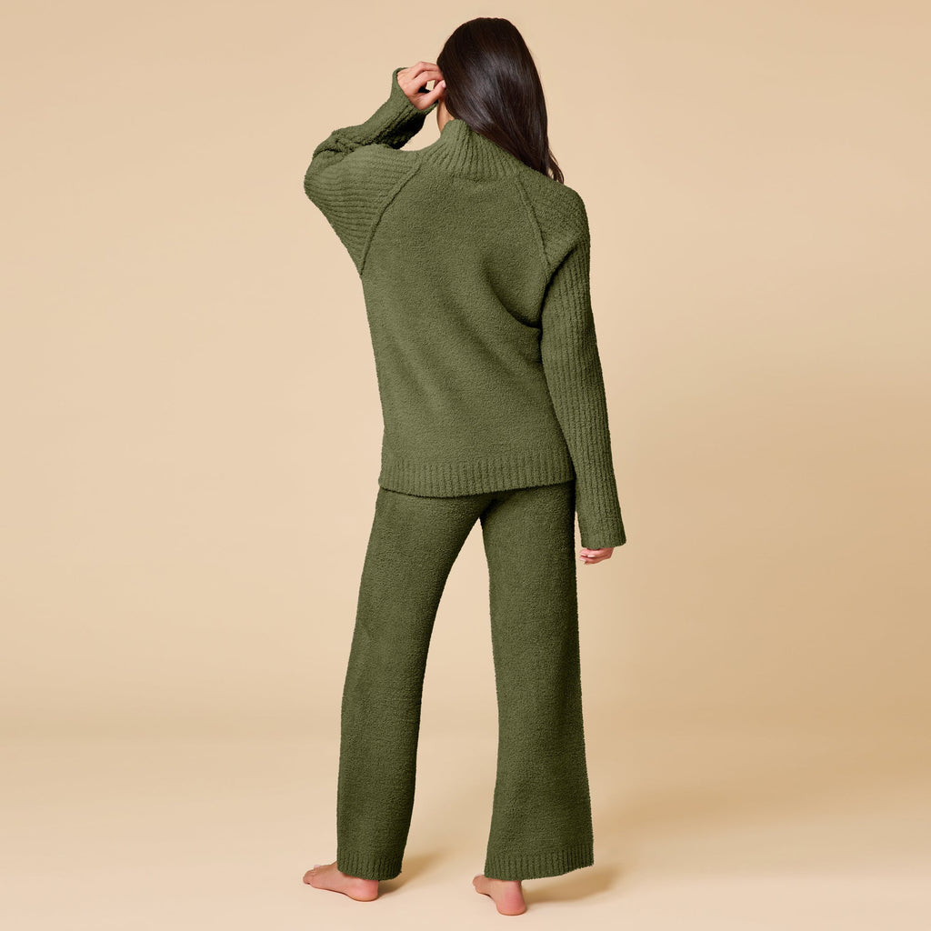 Marshmallow Rib Mock Neck with Long Pant