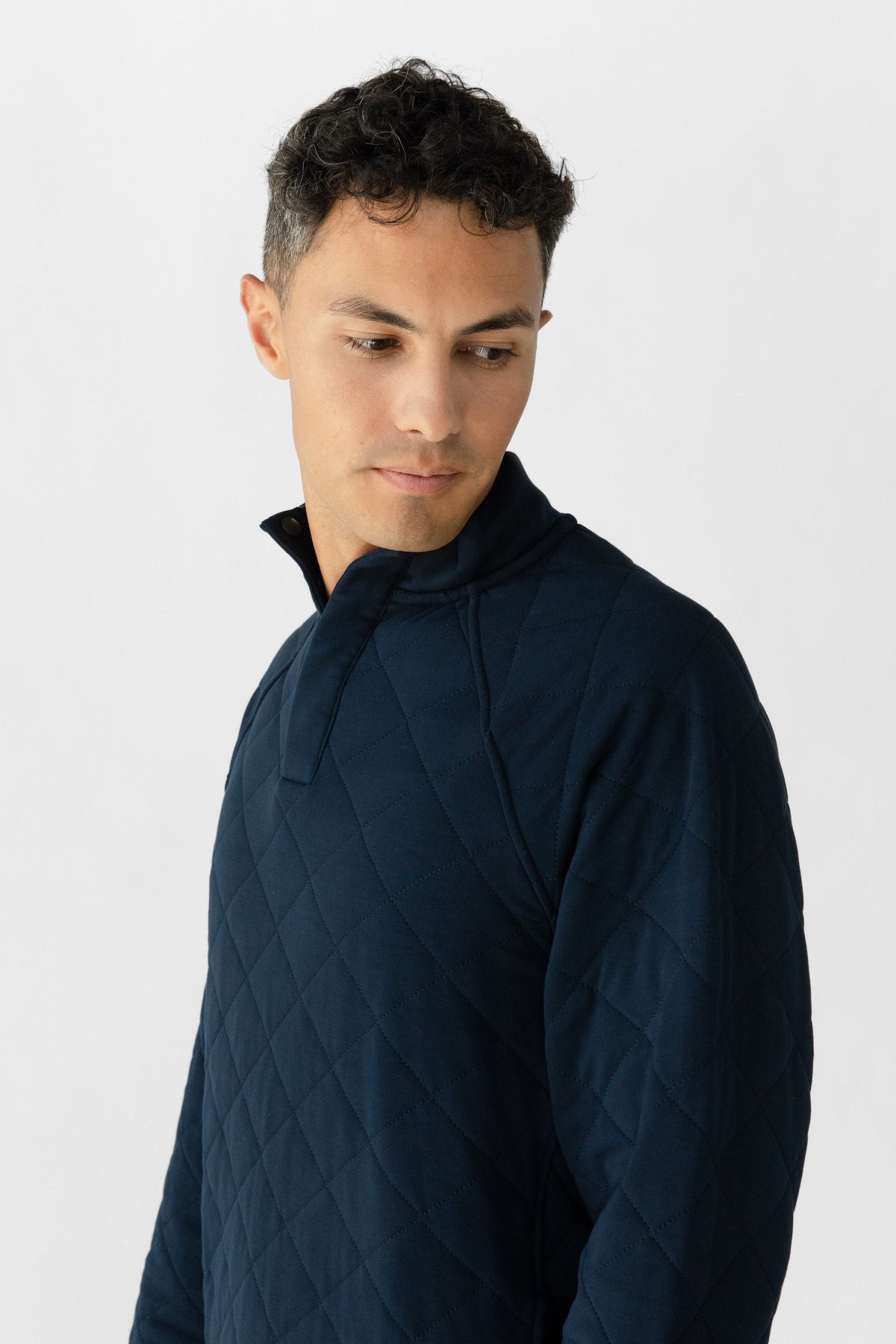 Men's Brushed Bamboo Quilted Snap Pullover