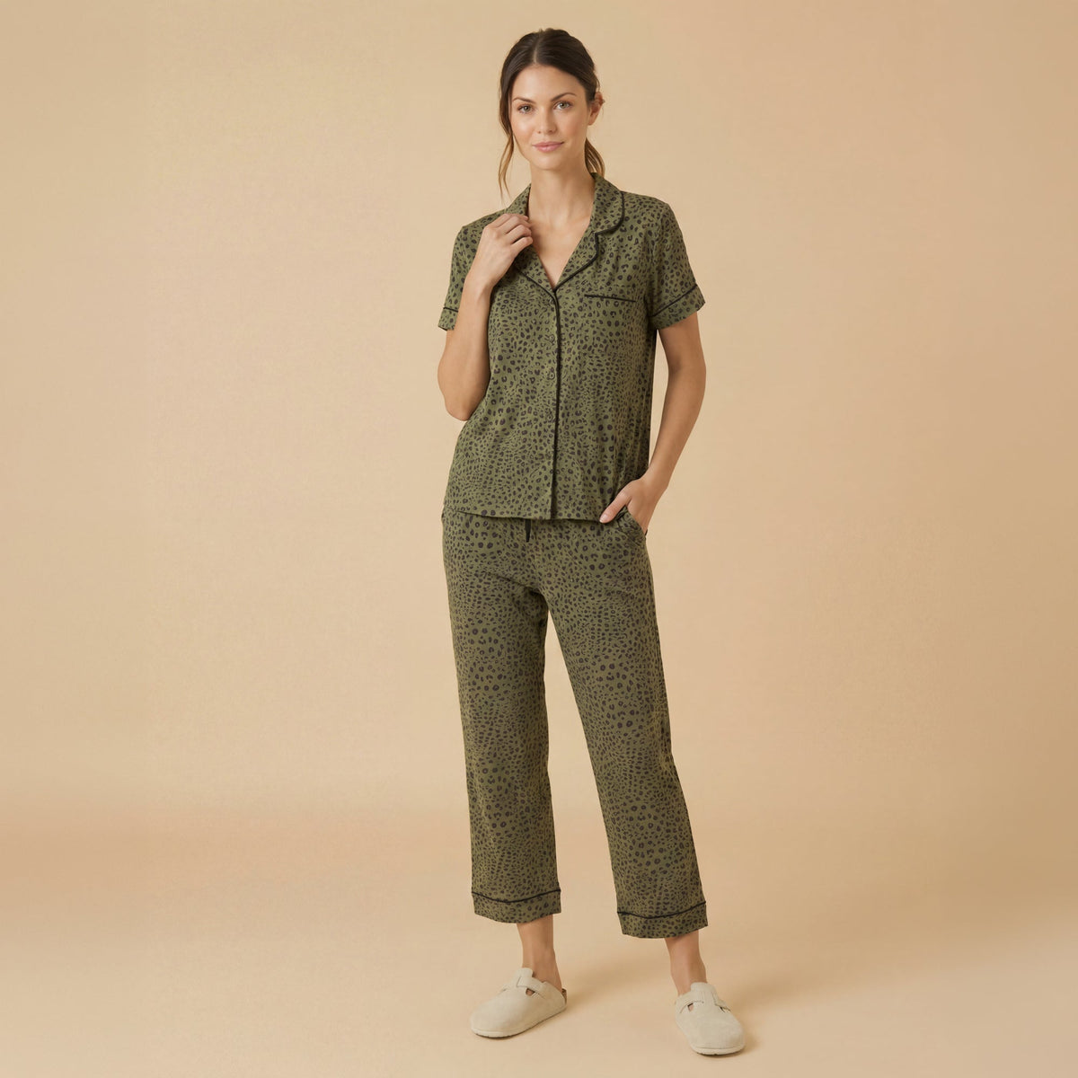 Wildly Soft Slim Notch Collar Capri PJ Set