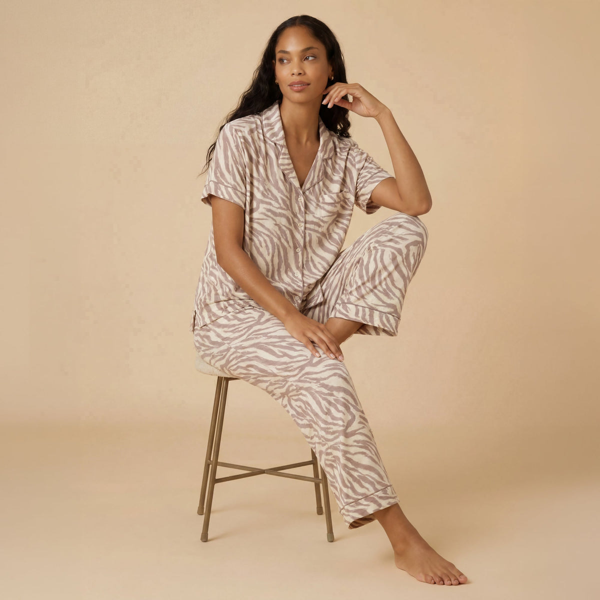 Wildly Soft Slim Notch Collar Capri PJ Set