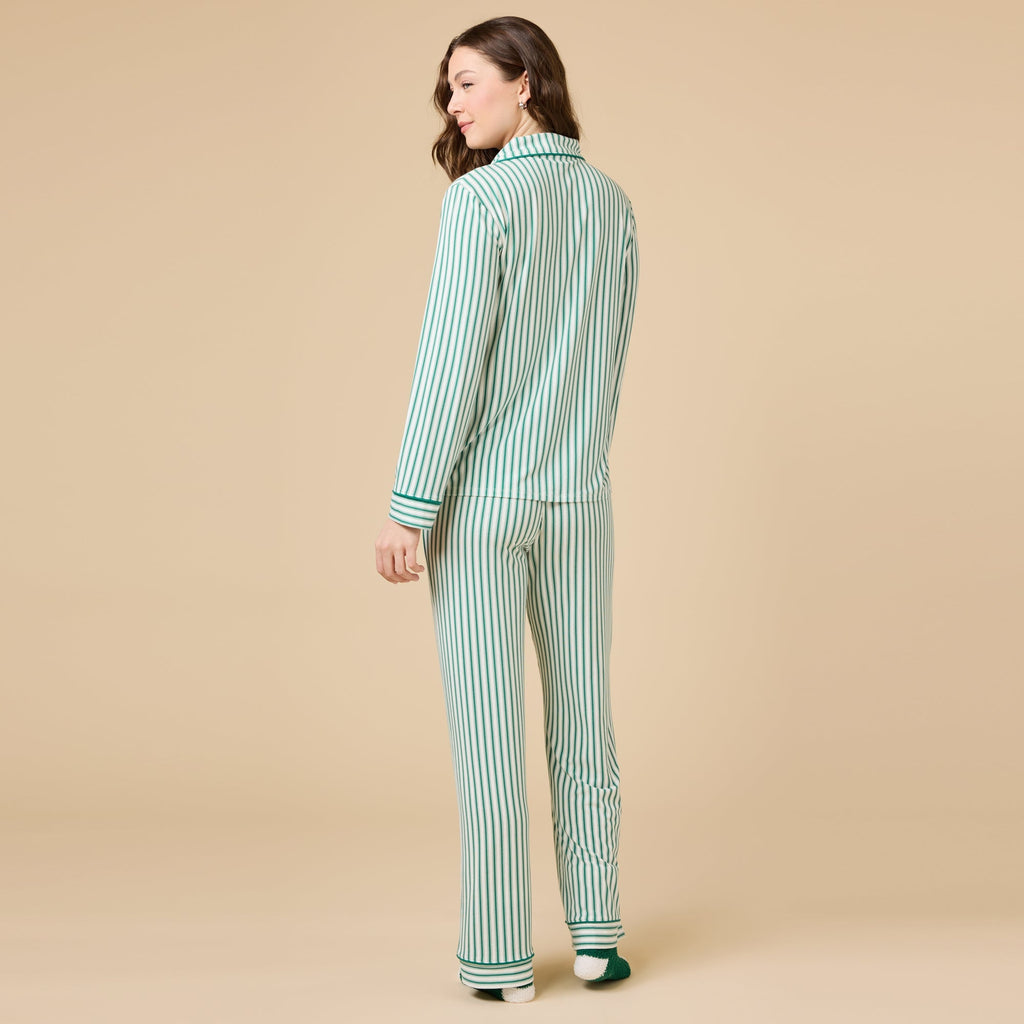 Holiday Stripe Soft Notch Collar PJ Set