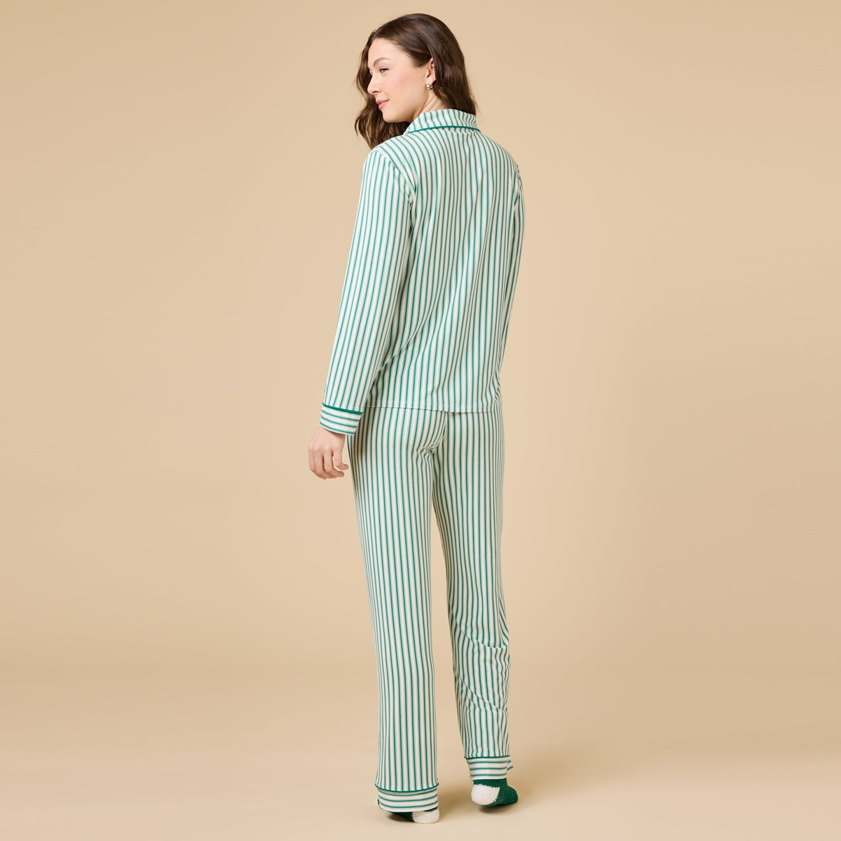 Holiday Stripe Soft Notch Collar PJ Set