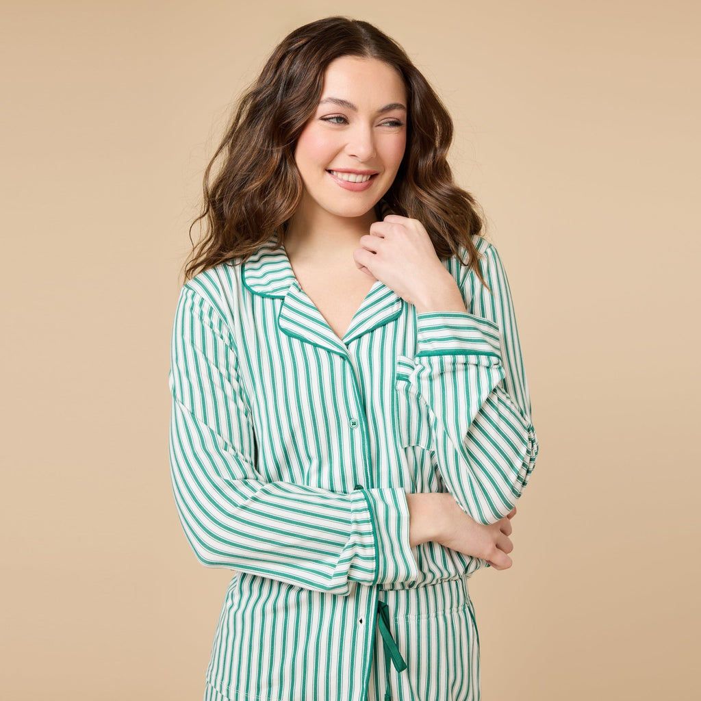 Holiday Stripe Soft Notch Collar PJ Set