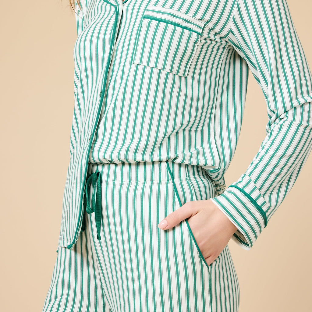 Holiday Stripe Soft Notch Collar PJ Set