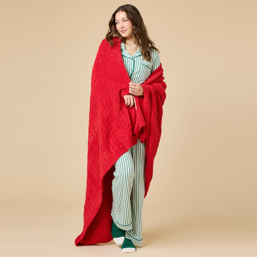 Holiday Stripe Soft Notch Collar PJ Set