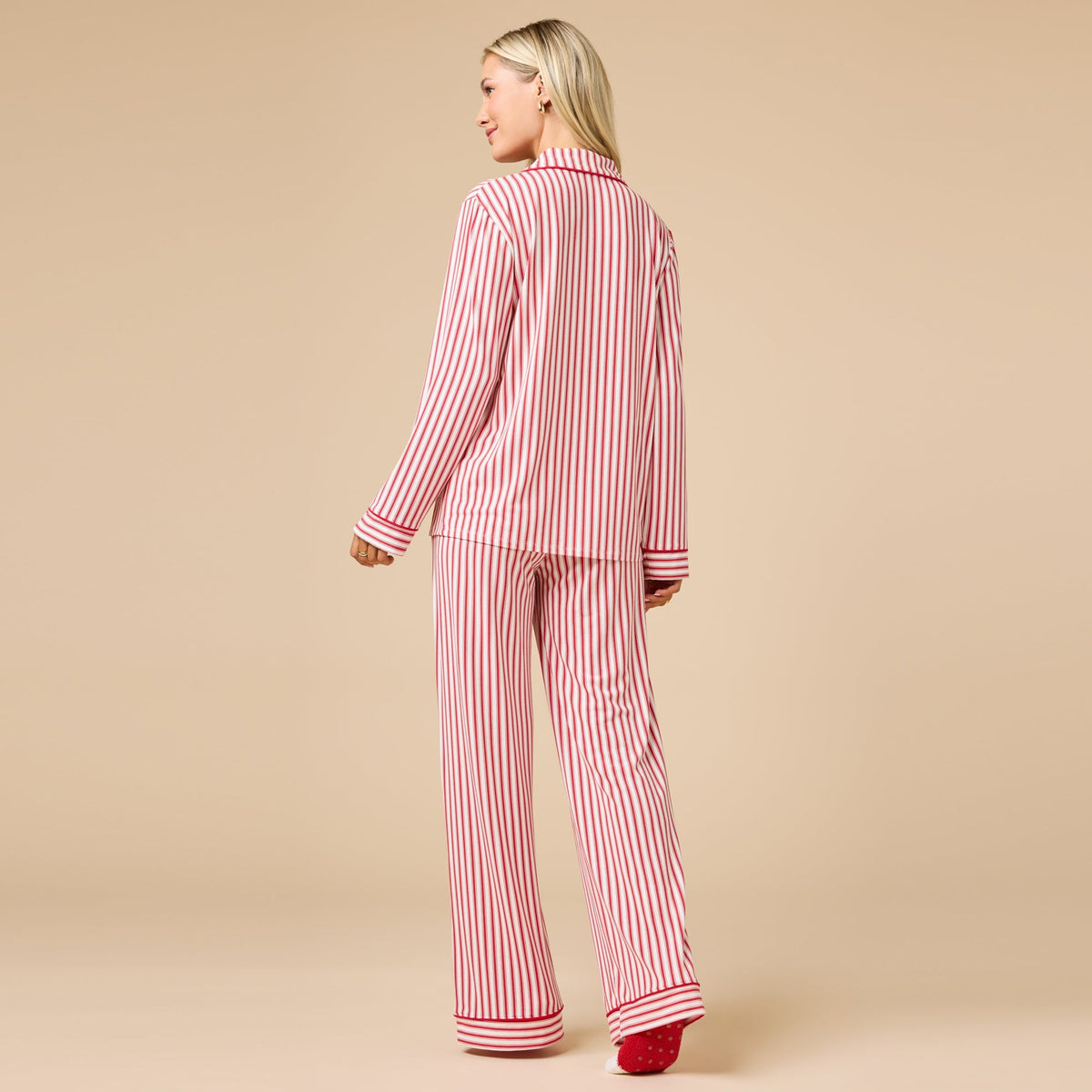 Holiday Stripe Soft Notch Collar PJ Set