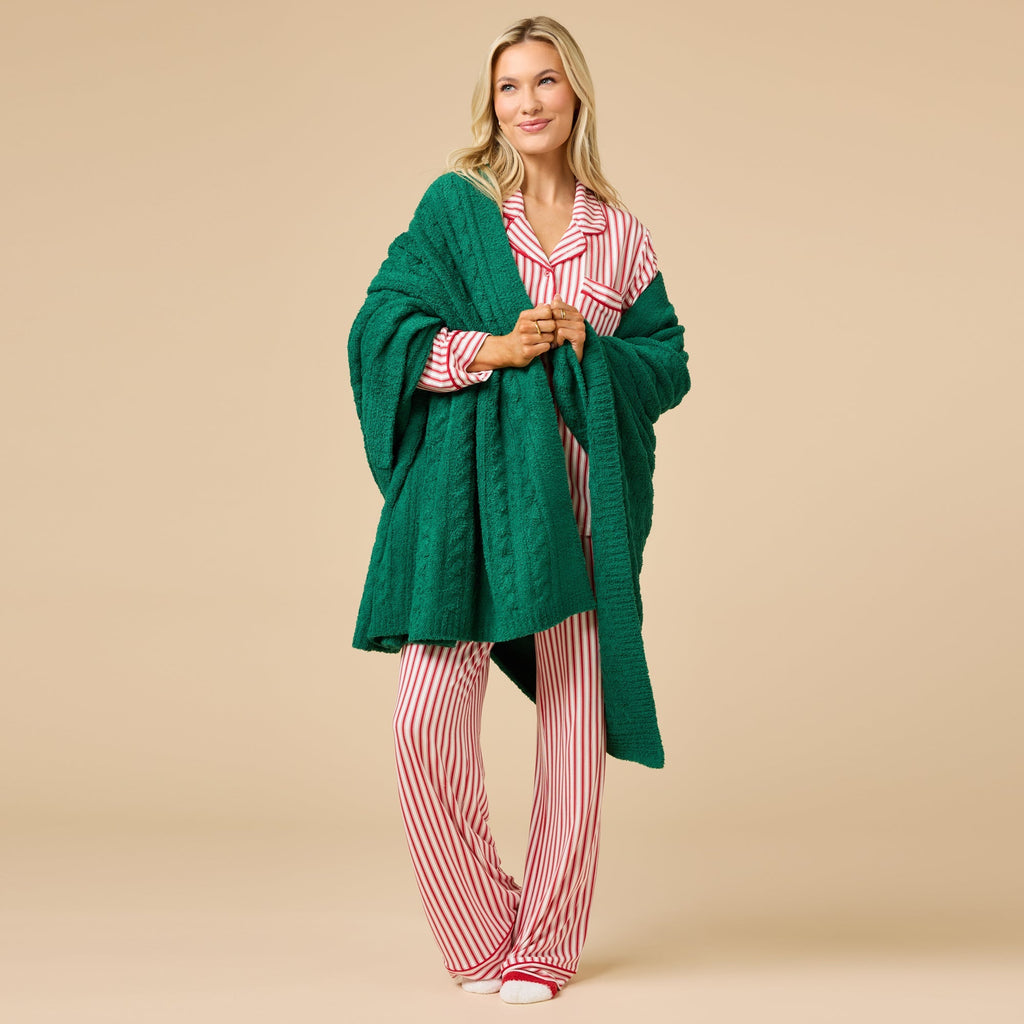 Holiday Stripe Soft Notch Collar PJ Set