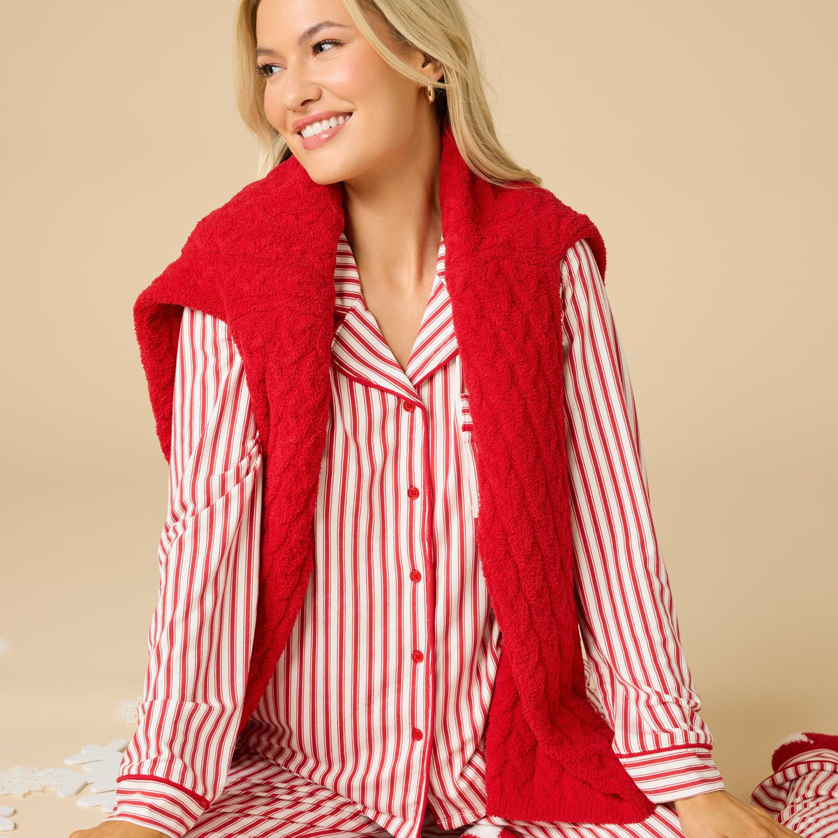 Holiday Stripe Soft Notch Collar PJ Set