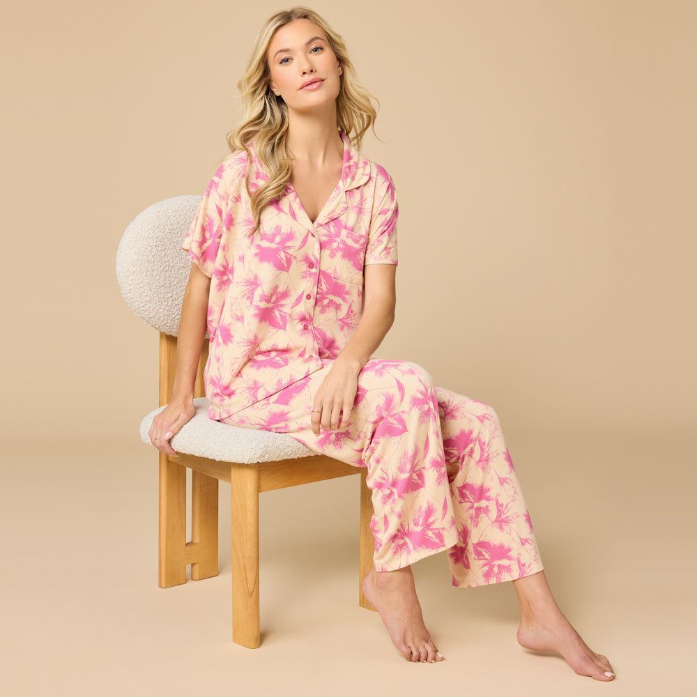 Soft Sleep Caftan Top Cropped Pant PJ Set