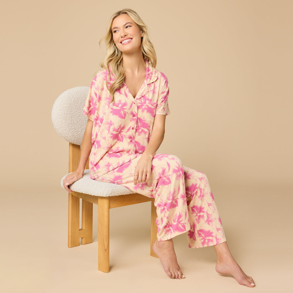 Soft Sleep Caftan Top Cropped Pant PJ Set