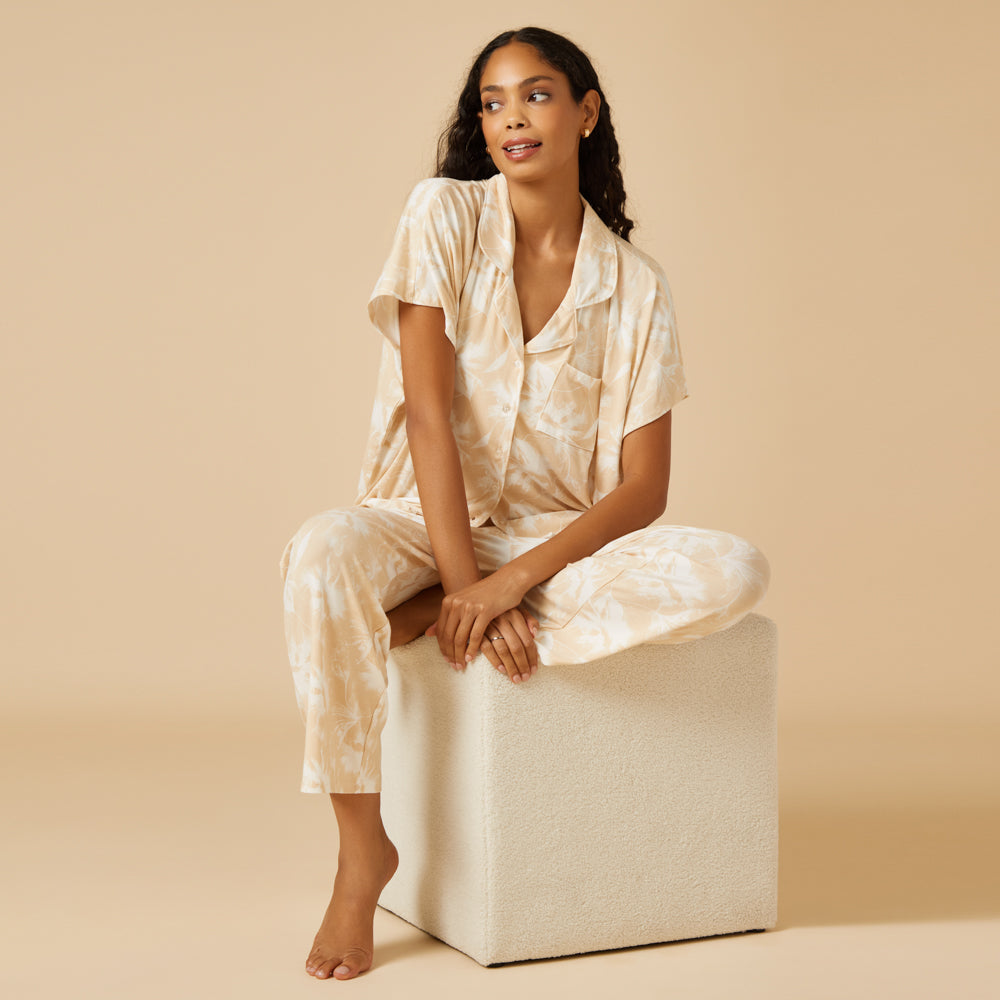 Soft Sleep Caftan Top Cropped Pant PJ Set