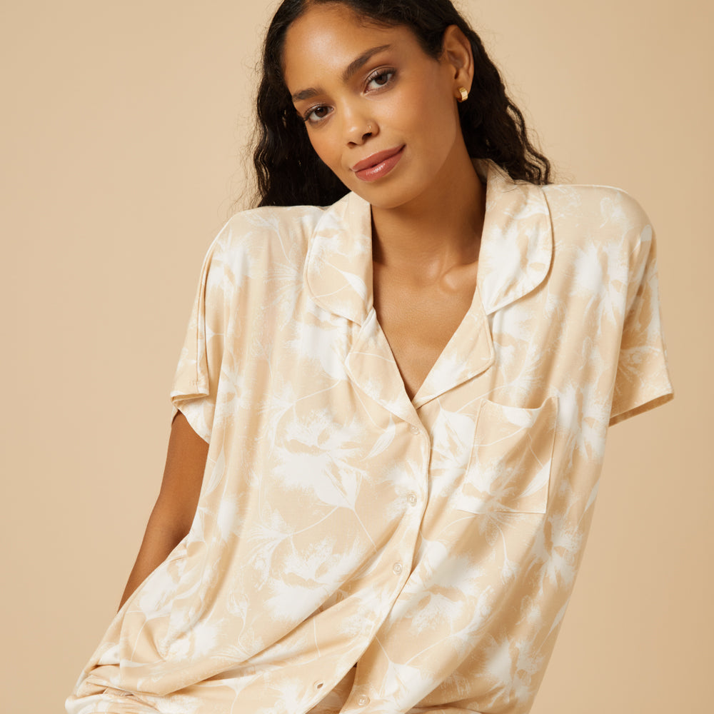 Soft Sleep Caftan Top Cropped Pant PJ Set