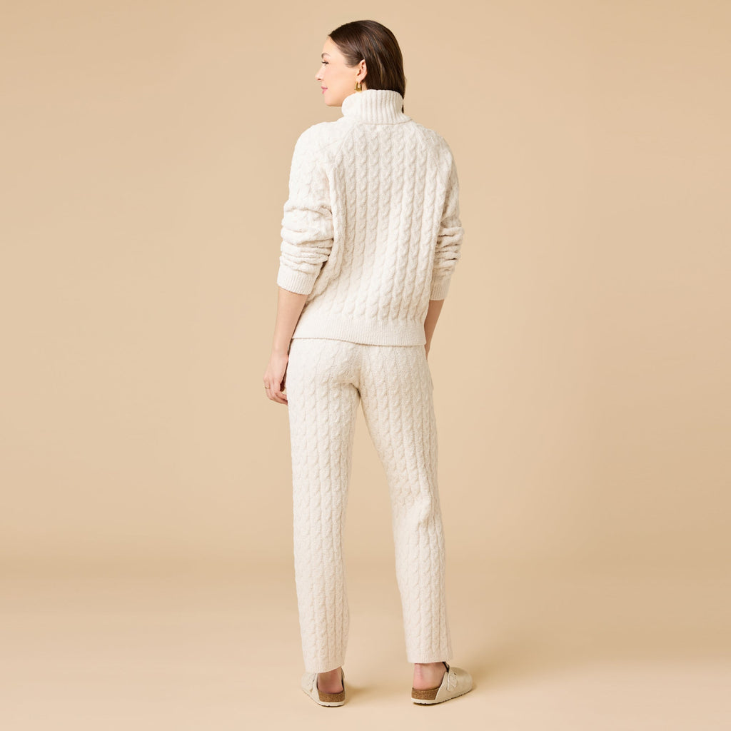 Cable Knit Marshmallow 1/2 Zip with Tapered Pant