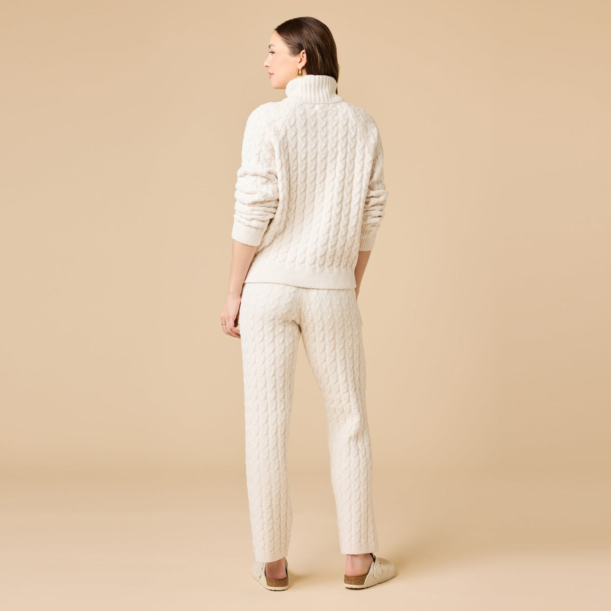 Cable Knit Marshmallow 1/2 Zip with Tapered Pant