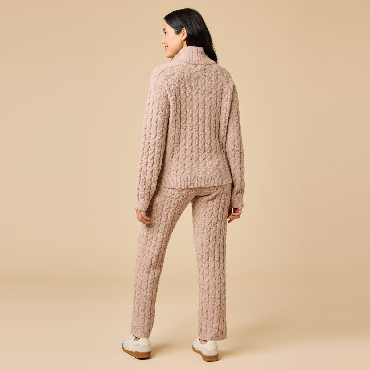 Cable Knit Marshmallow 1/2 Zip with Tapered Pant