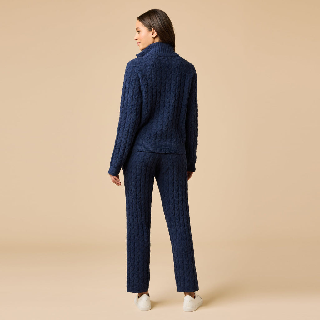 Cable Knit Marshmallow 1/2 Zip with Tapered Pant