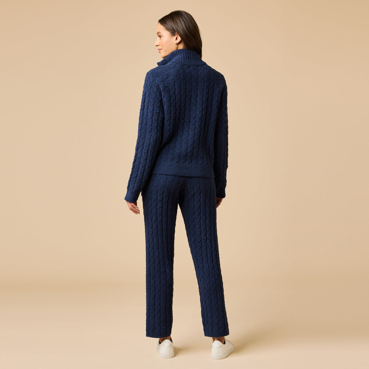 Cable Knit Marshmallow 1/2 Zip with Tapered Pant