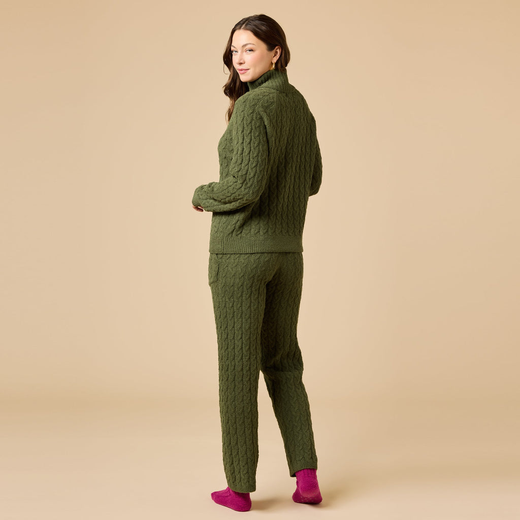 Cable Knit Marshmallow 1/2 Zip with Tapered Pant