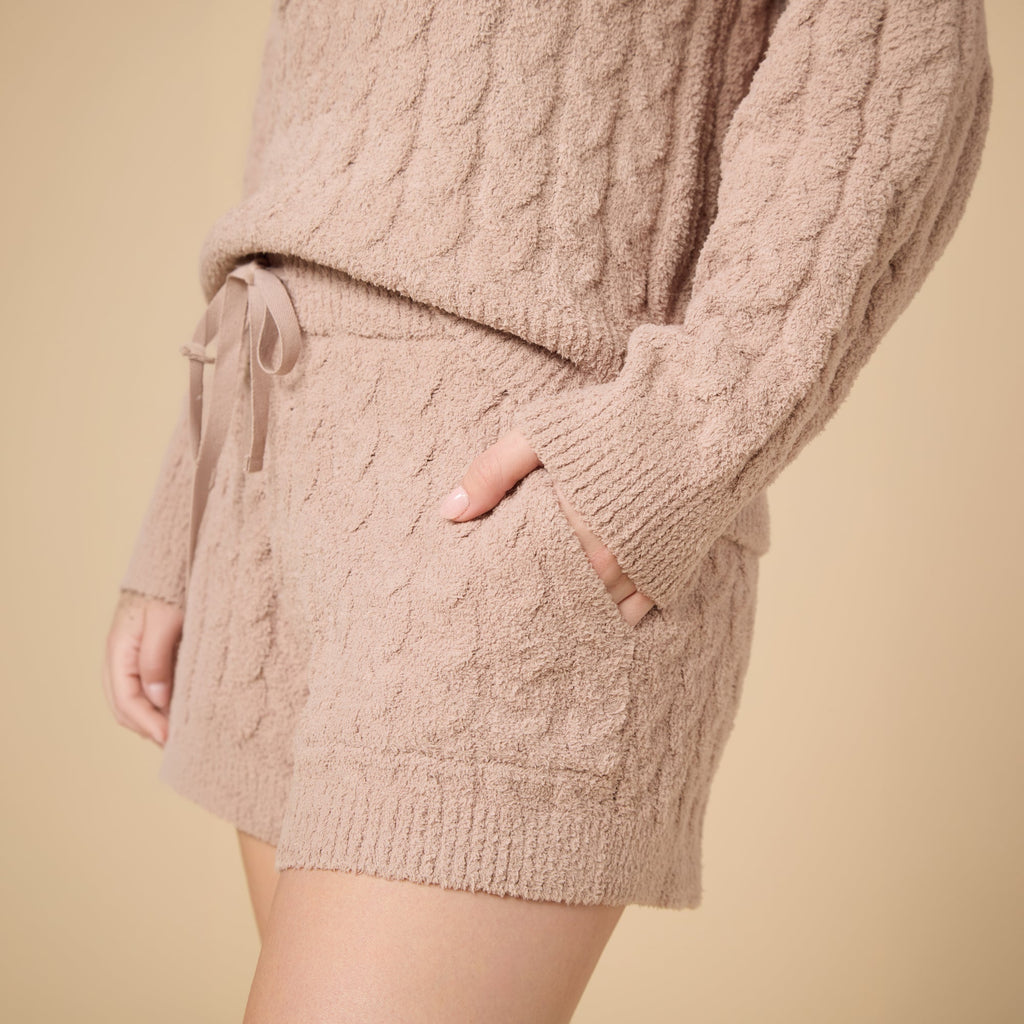 Cable Knit Marshmallow Crew Neck with Short Set