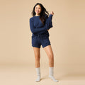 Cable Knit Marshmallow Crew Neck with Short Set