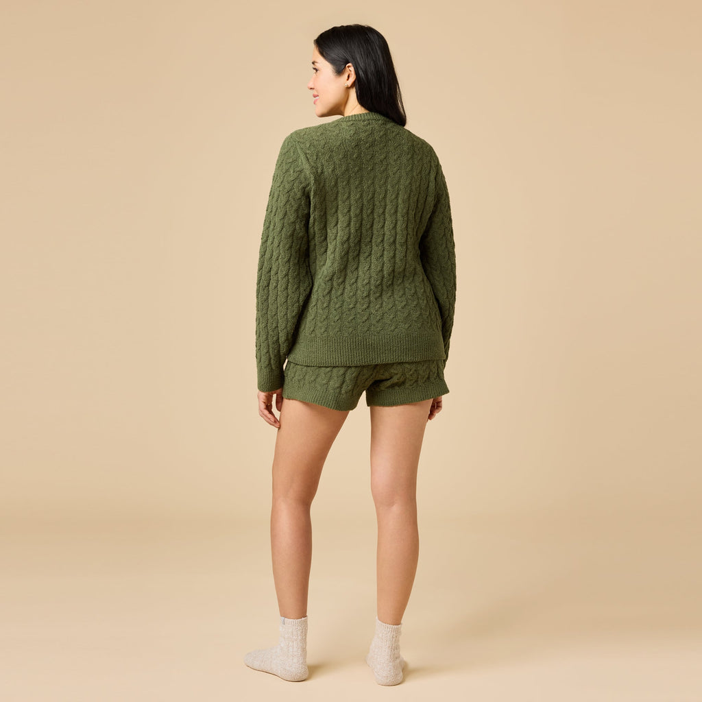 Cable Knit Marshmallow Crew Neck with Short Set