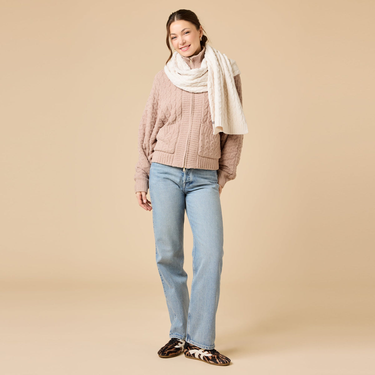 Cable Knit Marshmallow Scarf