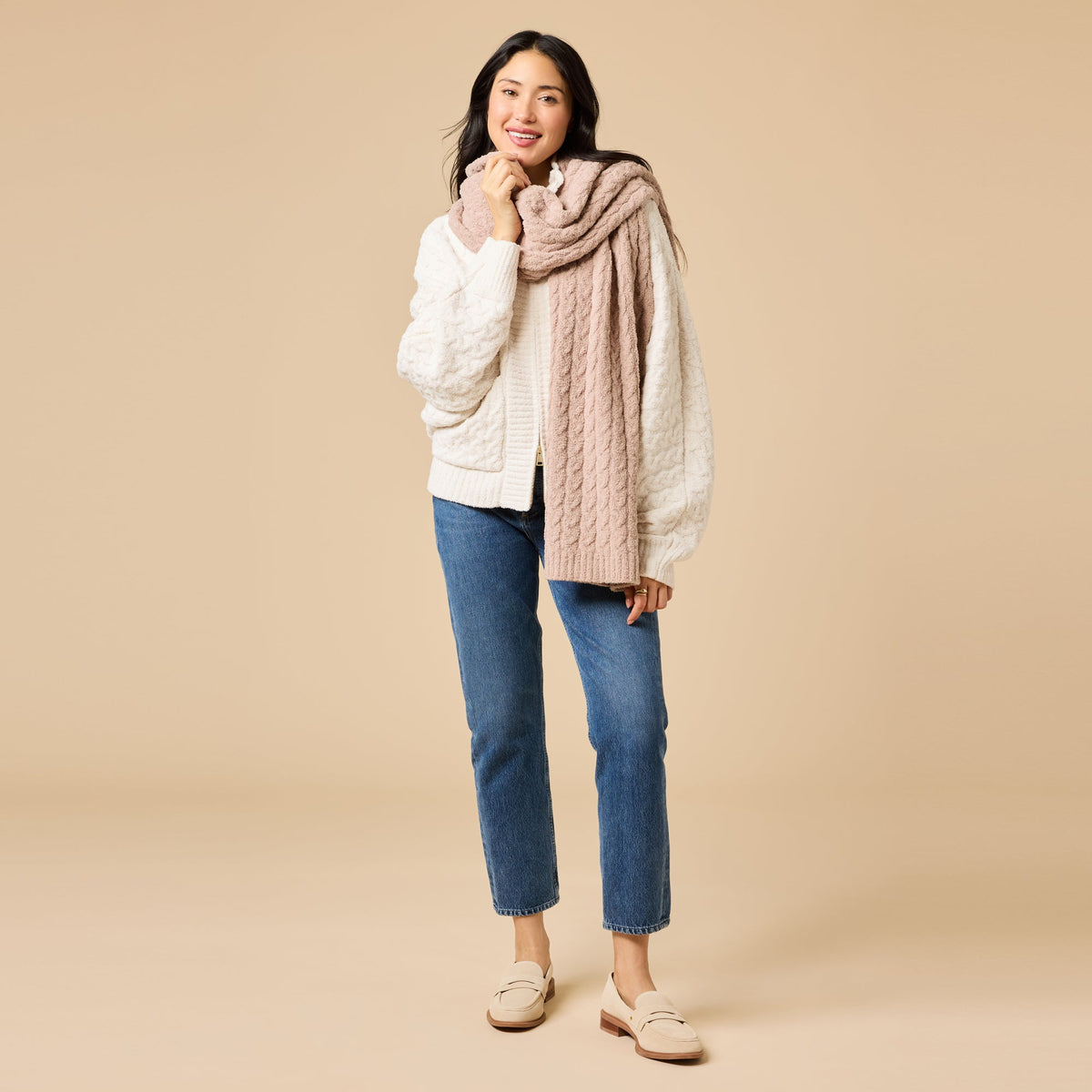 Cable Knit Marshmallow Scarf