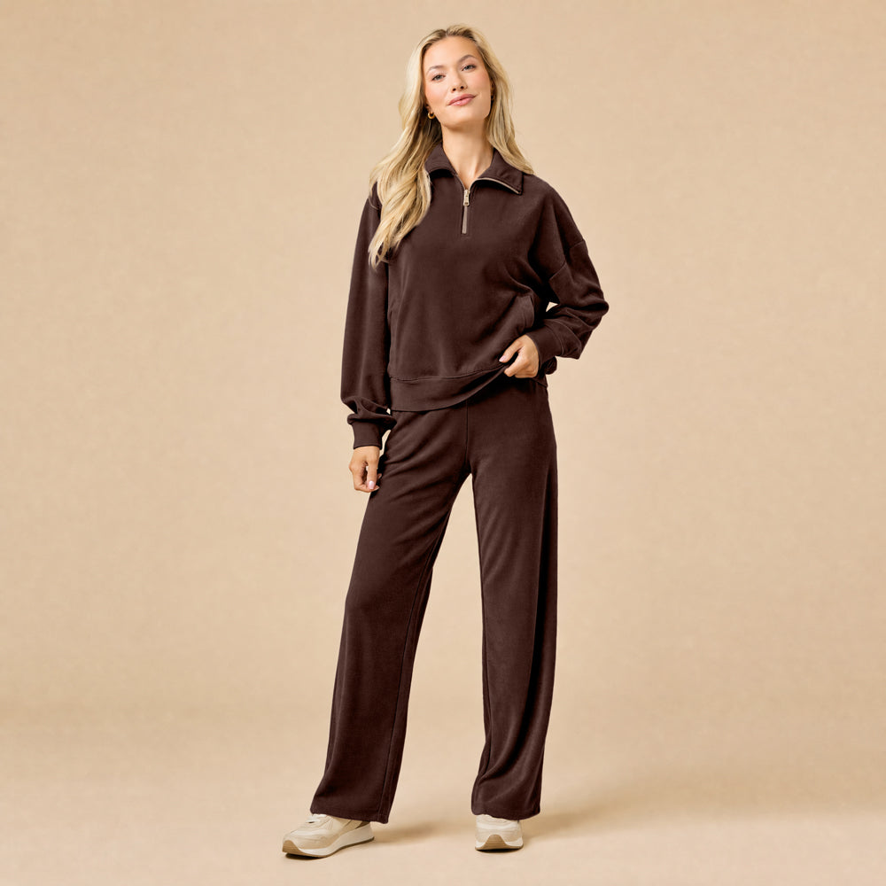 Serenity 1/4 Zip Top with Wide Pant Lounge Set