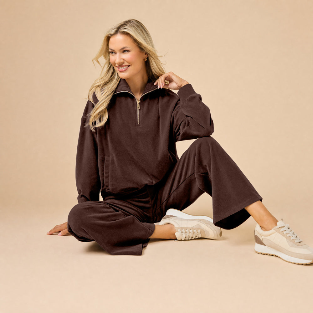 Serenity 1/4 Zip Top with Wide Pant Lounge Set