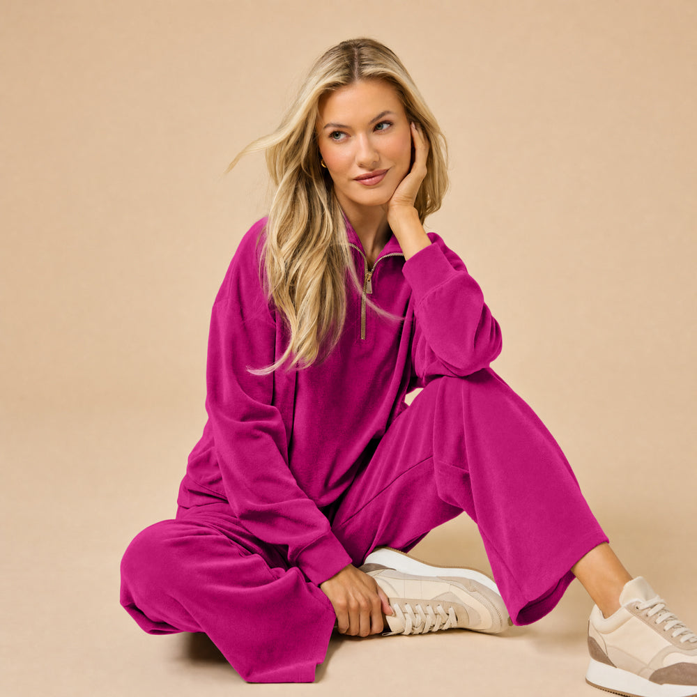 Serenity 1/4 Zip Top with Wide Pant Lounge Set