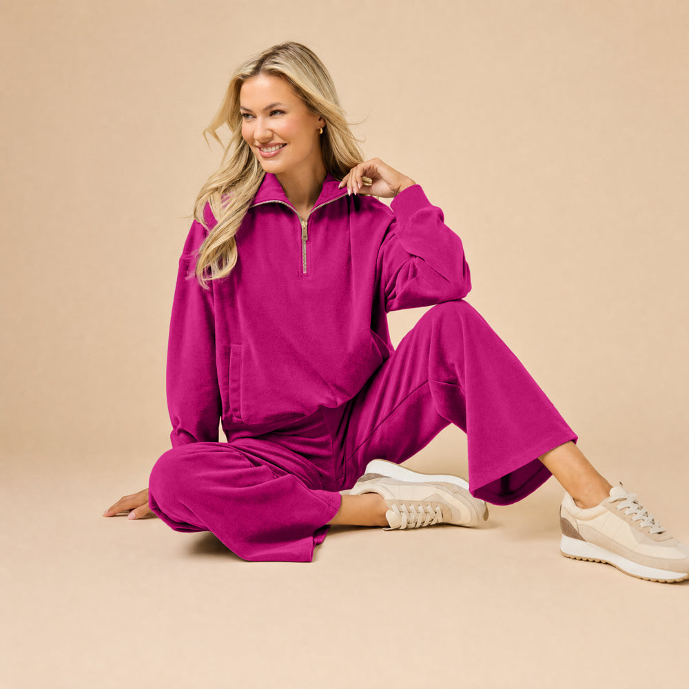 Serenity 1/4 Zip Top with Wide Pant Lounge Set