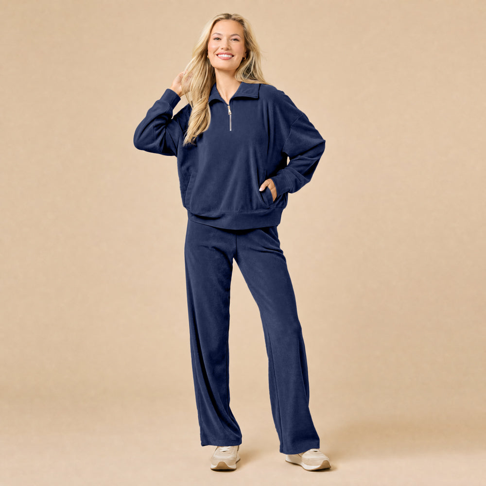 Serenity 1/4 Zip Top with Wide Pant Lounge Set