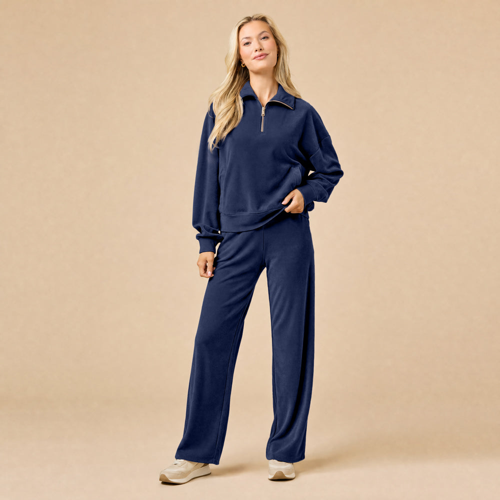 Serenity 1/4 Zip Top with Wide Pant Lounge Set