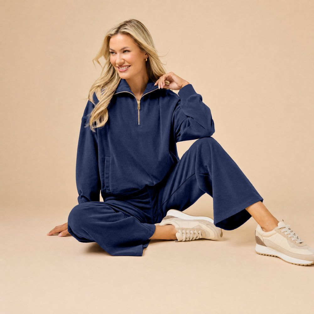 Serenity 1/4 Zip Top with Wide Pant Lounge Set