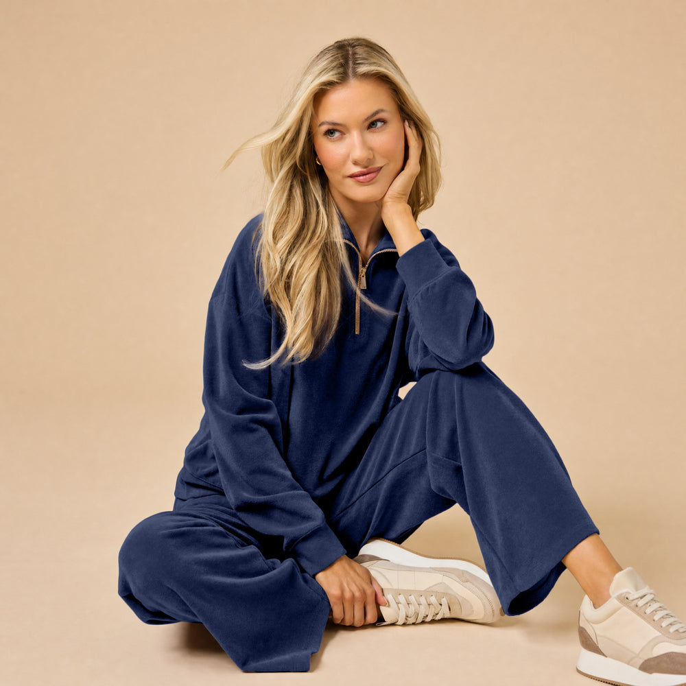 Serenity 1/4 Zip Top with Wide Pant Lounge Set