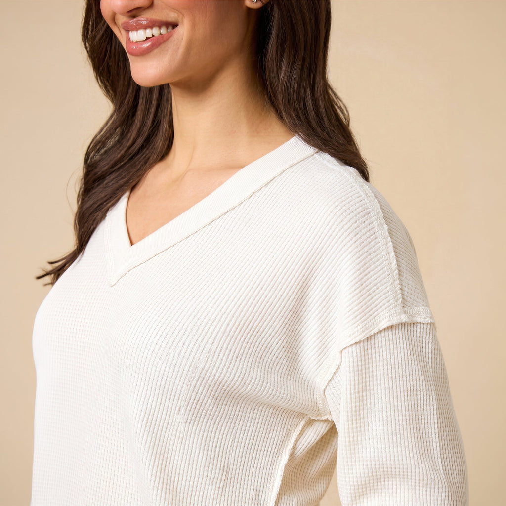 AirThermal Knit V-Neck with Raw Hem and Long Pant